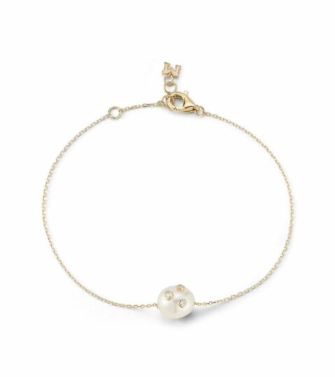 Women’S MATEO  | 14Kt Scattered Diamond Bezel Baroque Pearl Bracelet