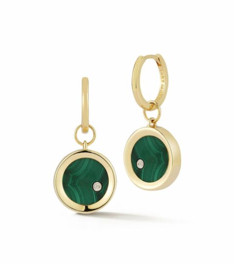 Women’S MATEO  | 14Kt Malachite Diamond Dot Drop Earrings