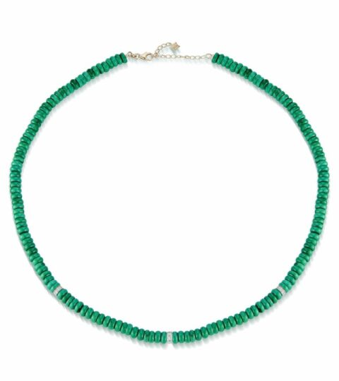 Women’S MATEO  | 14Kt Malachite Roundel And Diamond Station Necklace