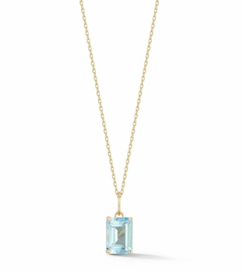 Women’S MATEO  | 14Kt Emerald Cut Blue Topaz Necklace