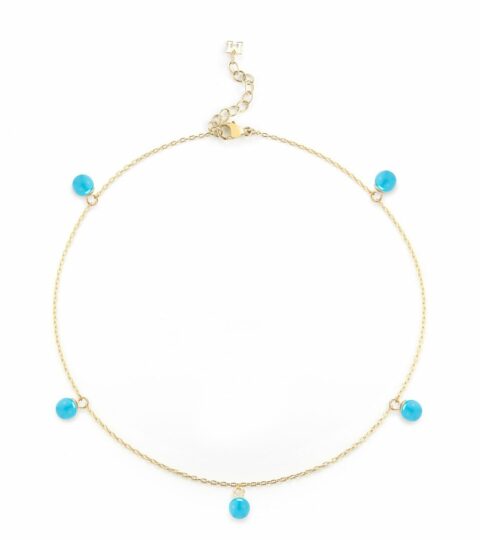 Women’S MATEO  | 14Kt Gold 5 Point Turquoise Anklet