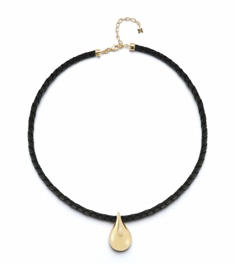 Women’S MATEO  | 14Kt Water Droplet On Leather Necklace