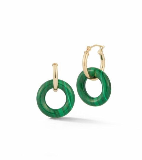 Women’S MATEO  | 14Kt Malachite Donut Hoops