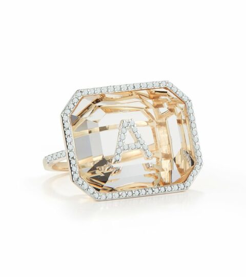 Women’S MATEO  | 14Kt Grand Diamond Frame Secret Diamond Initial Ring