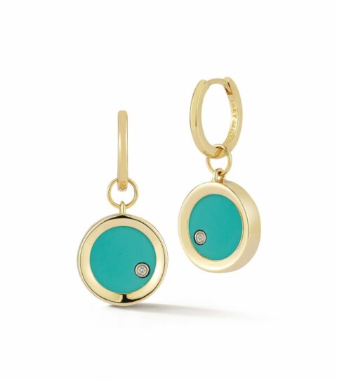 Women’S MATEO  | 14Kt Turquoise Diamond Dot Drop Earrings