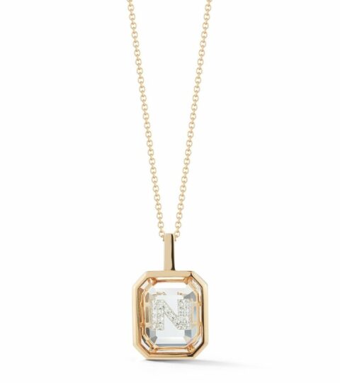 Women’S MATEO  | 14Kt Gold Frame Crystal Quartz Secret Diamond Initial Necklace