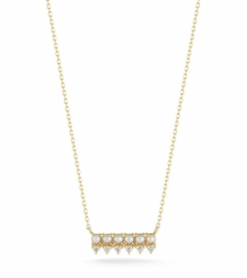 Women’S MATEO  | The Little Things Pearl And Diamond Horizontal Bar Necklace