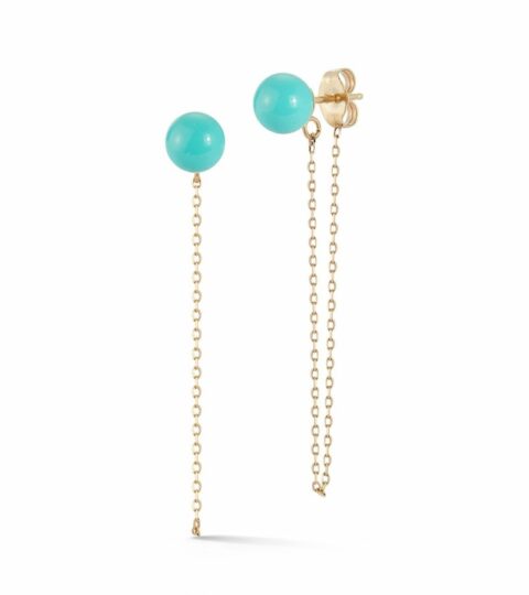 Women’S MATEO  | 14Kt Turquoise Stud With Chain Drop Earrings