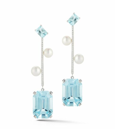 Women’S MATEO  | 14Kt Aquamarine, Blue Topazand Pearl Statement Earring