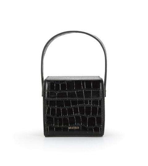 Bags MATEO  | Black Croc Catherine Box Bag