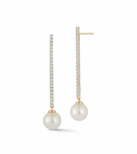 Women’S MATEO  | 14Kt Diamond Bar With Pearl Drop Earrings