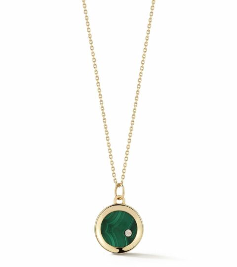 Women’S MATEO  | 14Kt Malachite Diamond Dot Coin Necklace