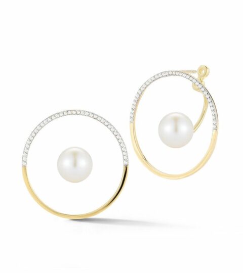 Women’S MATEO  | 14K Gold Half Moon Floating Pearl Hoop