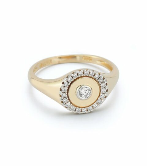 Women’S MATEO  | 14Kt Diamond Dot Halo Signet Ring