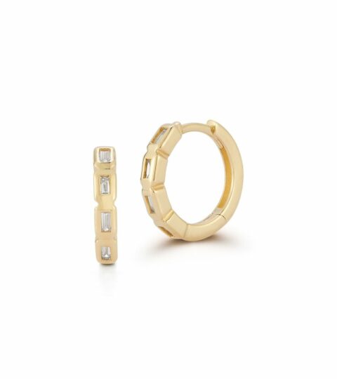 Women’S MATEO  | 14Kt Baguette Diamond Huggies