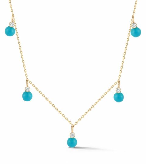 Women’S MATEO  | 14Kt Gold5 Dot Turquoise And Diamond Necklace