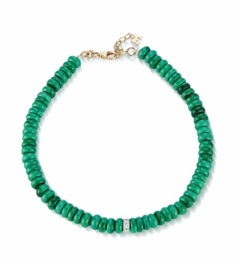 Women’S MATEO  | 14Kt Malachite Roundel And Diamond Station Bracelet