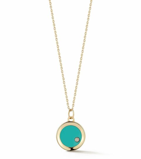 Women’S MATEO  | 14Kt Turquoise Diamond Dot Coin Necklace