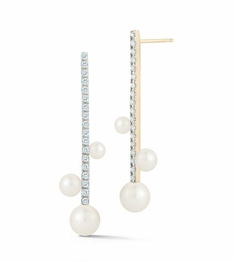 Women’S MATEO  | Diamond Bar Trio Pearl Earring