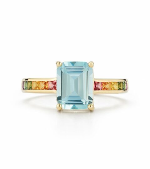 Women’S MATEO  | 14Kt Blue Topaz Rainbow Ring