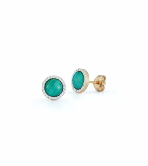 Women’S MATEO  | 14Kt Malachite And Diamond Studs