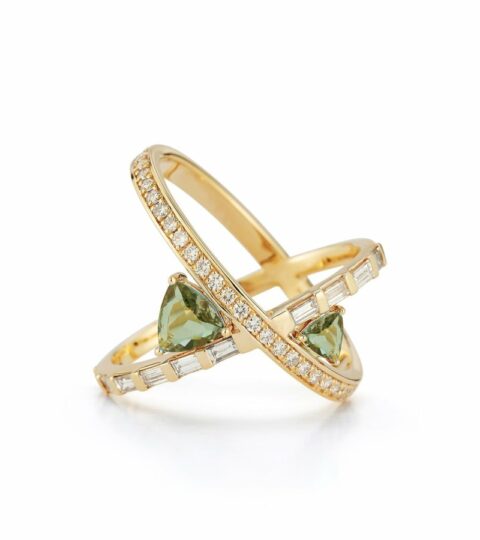 Women’S MATEO  | 14Kt Green Amethyst X Ring