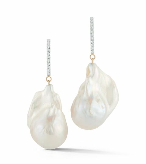 Women’S MATEO  | 14Kt Diamond Bar Baroque Pearl Earrings