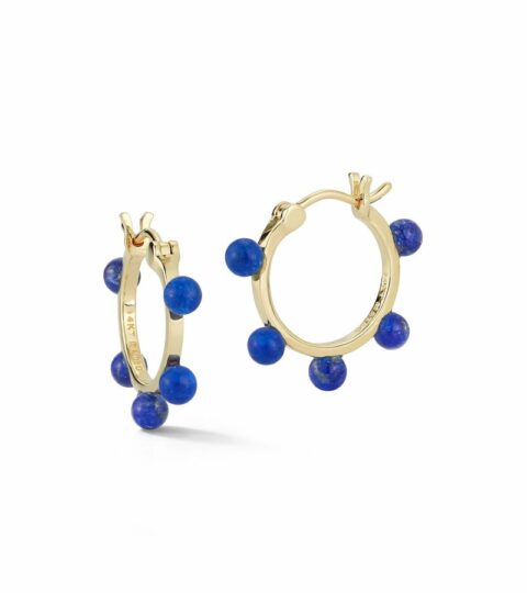 Women’S MATEO  | 14Kt Small Lapis Dot Hoops