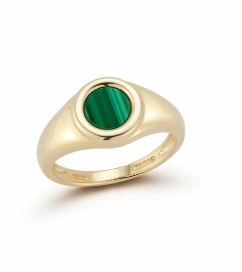 Women’S MATEO  | 14Kt Small Malachite Coin Signet Ring