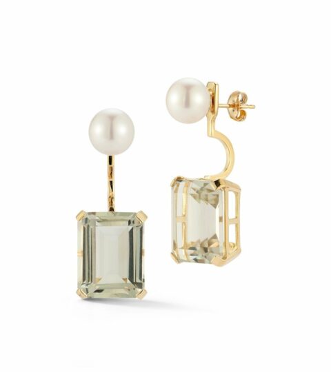 Women’S MATEO  | 14Kt Pearl And Green Amethyst Ear Jacket Earrings