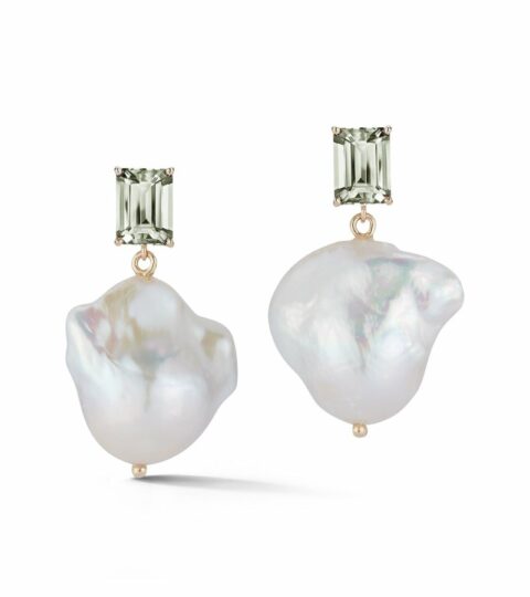 Women’S MATEO  | 14Kt Green Amethyst And Baroque Pearl Drop Earrings