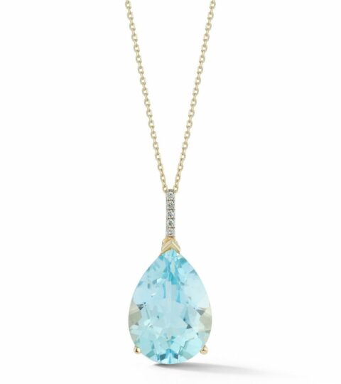 Women’S MATEO  | 14Kt Swiss Blue Topaz Pear Necklace