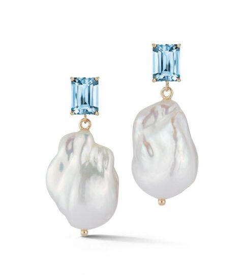 Women’S MATEO  | 14Kt Blue Topaz And Baroque Pearl Drop Earrings