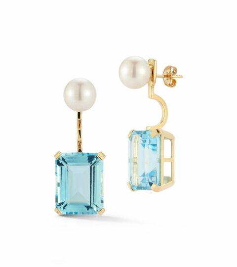 Women’S MATEO  | 14Kt Pearl And Blue Topaz Ear Jacket Earrings