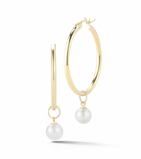 Women’S MATEO  | 14Kt Gold Medium Detachable Pearl Hoops – 30Mm