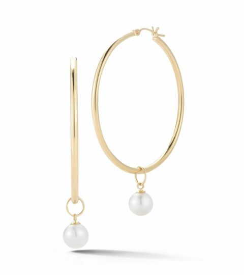 Women’S MATEO  | 14Kt Gold Large Detachable Pearl Hoops – 35Mm