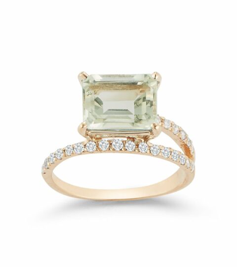 Women’S MATEO  | 14Kt Gold Green Amethyst Point Of Focus Ring