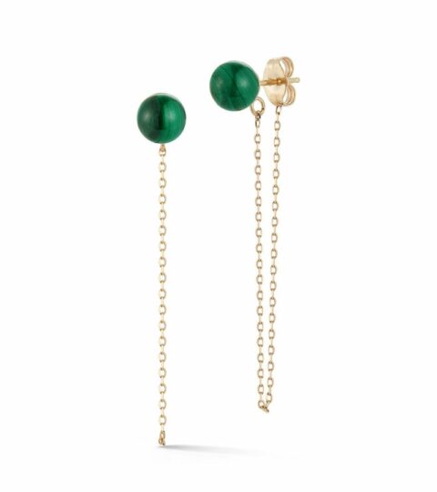 Women’S MATEO  | 14Kt Malachite Stud With Chain Drop Earrings