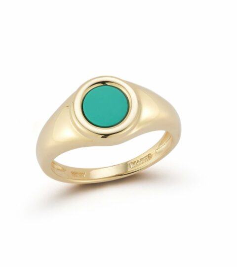 Women’S MATEO  | 14Kt Small Turquoise Coin Signet Ring