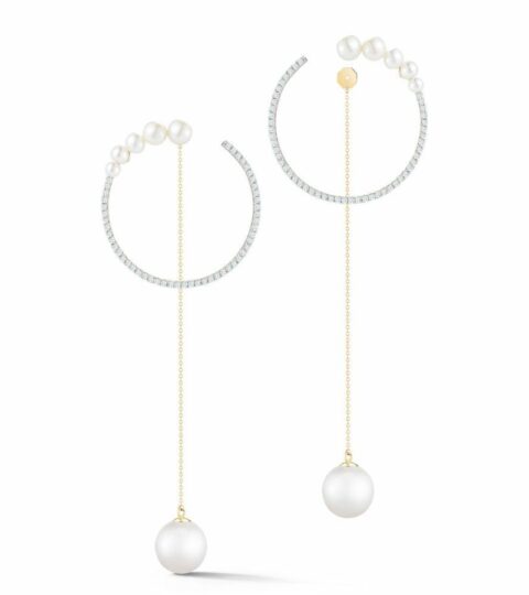 Women’S MATEO  | 14Kt Gold Graduated Pearl Hoop With Pearl Drop Earrings