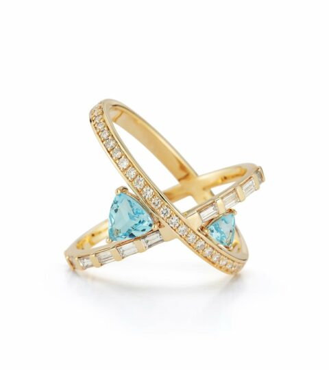 Women’S MATEO  | 14Kt Blue Topaz X Ring