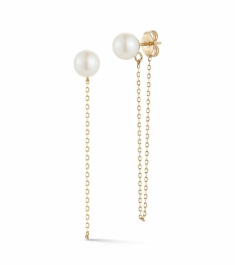 Women’S MATEO  | 14Kt Gold Pearl Stud With Chain Drop Earrings