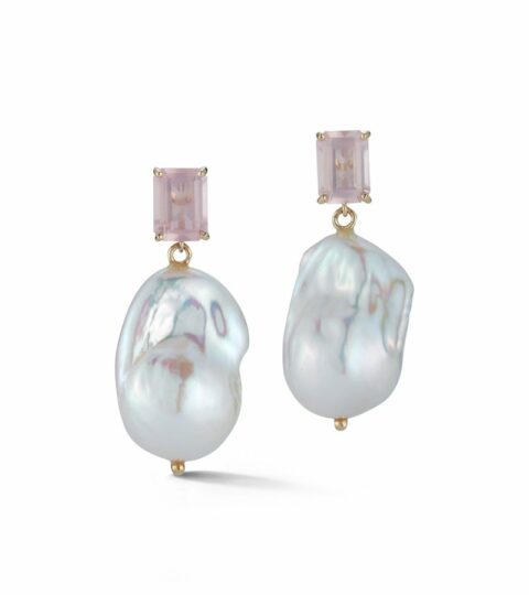 Women’S MATEO  | 14Kt Rose Quartz And Baroque Pearl Drop Earrings