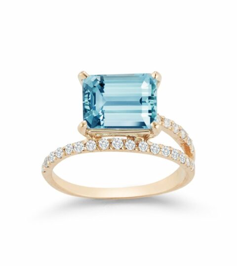 Women’S MATEO  | 14Kt Gold Blue Topaz Point Of Focus Ring