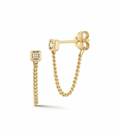 Women’S MATEO  | 14Kt Mini Diamond Studs With Chain Drop